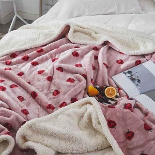 New Fashion Bed Blanket Composite Printing Lamb Wool Blanket High Quality Soft Warm Throw Blanket As Gift Home Textile 2size