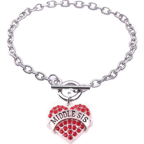 Wholesale New Fashion Design Bracelets For Women Heart Bracelet MIDDLE SIS Beautiful Crystals Gift Zinc Alloy Dropshipping