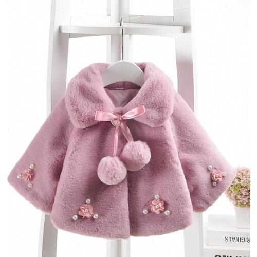 Infant Baby Girls Coat 0-3T New Spring Winter Warm Baby Girl Clothes Cute Coat Cloak Jacket Cute Kids Flower Pattern Outerwear