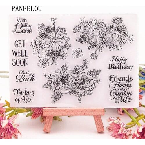 PANFELOU 15x11cm blossom Transparent Silicone Rubber Clear Stamps cartoon for Scrapbooking/DIY Easter wedding album