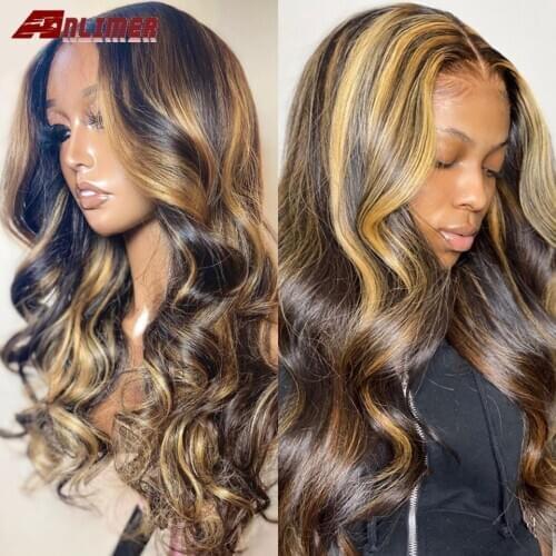 Honey Blonde Brown Mix Color Highlight Body Wave 5*5'' Silk Top Lace Front Wigs For Women 150% Deep Part 13x6 Lace Frontal Wig