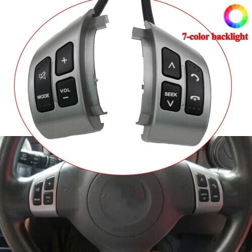 7-color backlight) For S uzuki Sx4 Swift 2006-2013 Steering Wheel Switch Audio Volume Bluetooth Phone Media Control Button