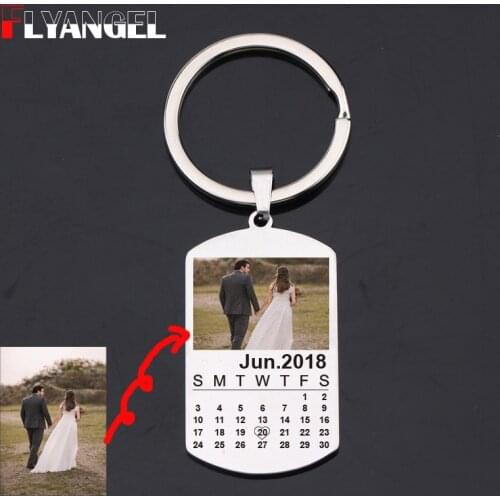 Personalised Calendar Photo Keyring,Custom Photo Couples keychain,Gift for Anniversary,Wife Husband