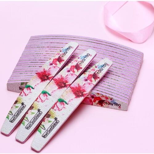 2-Sided Nail File 10pcs/lot Buffer File 100/100 Sanding Grit Flower Files Pedicure Polish Manicure Tool Diy Nail Tip Art File,ll