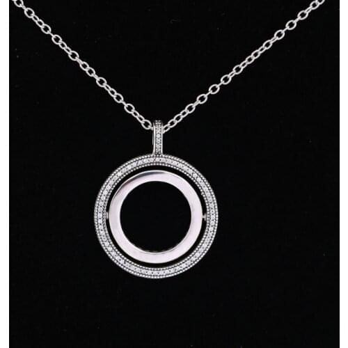 S925 Sterling Silver Necklace For Women Spinning Hearts of Signature Necklace Pendant & Chain Girl Gift fit Lady Jewelry