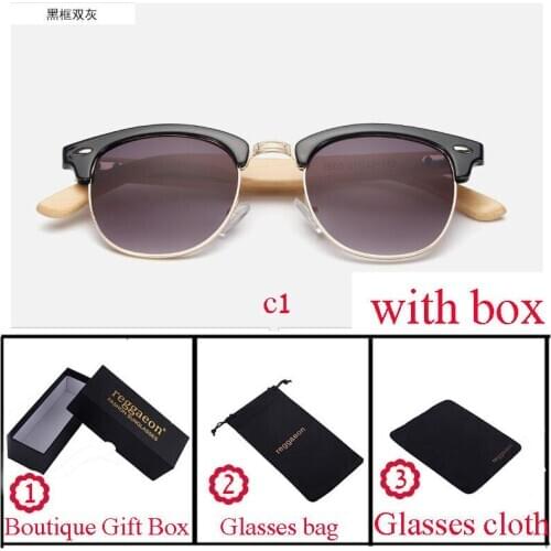 Reggaeon brand design sunglasses women 2018 half frame sun glasses men Multi color high quality Mnail bamboo wood