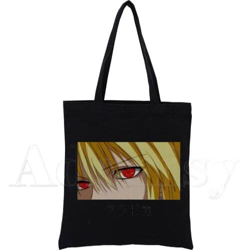Kurapika Anime Manga Kurapika HxH Devil Eye Print Shopping Bags Girls Fashion Casual Pacakge Hand Bag Black