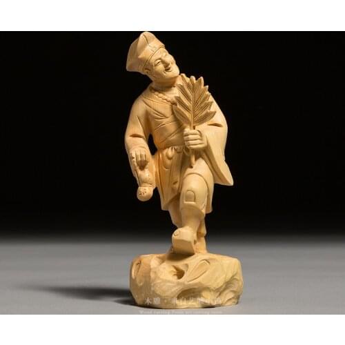 Cloth Monk Ji Gong Buddha Statue With Wood Carving Small Statue China Craft Handmade