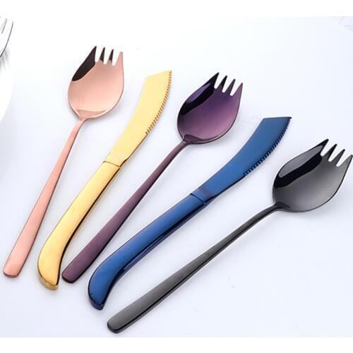 Pasta Fork Steak Knives Stainless Steel Soup Scoop Main Knife Dinner Tool Western Flatware Food Tableware Set Salad Fork Cutlery