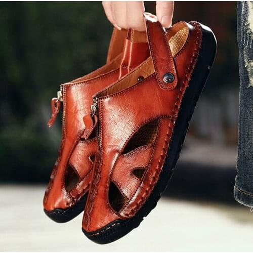 Voesnees Men's Leather Sandals