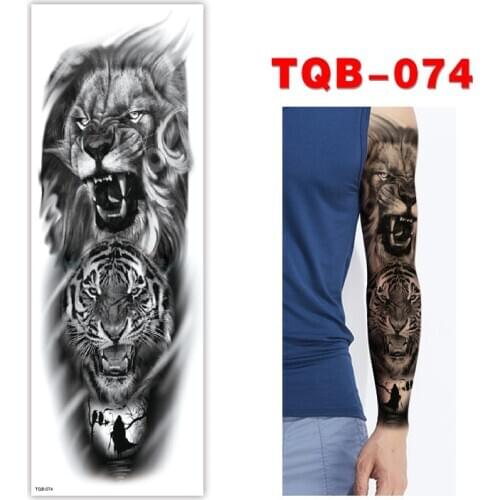 Lion Temporary Tattoo Indian Tribal Mighty Lion Warrior Waterproof Flash Tattoo Sticker Black Tatoo Punk Men Women