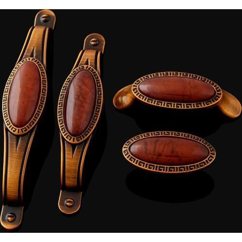 High Quality 10PCS European Inlaid Jade Kitchen Door Furniture Handles Cupboard Wardrobe Drawer Cabinet Pulls Handles and Knobs