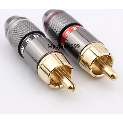 High quality gold plating RCA connector RCA male plug support 6mm cable 4pcs/lot