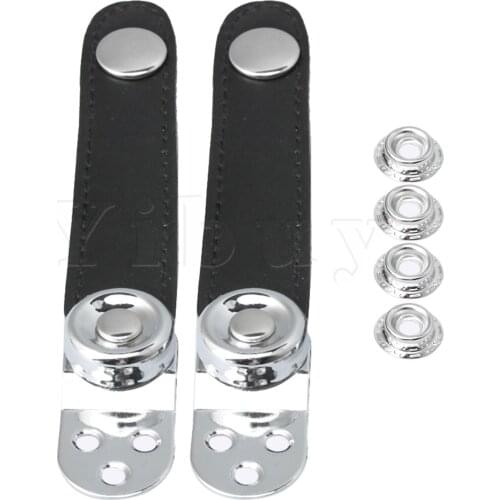 Yibuy 7.8x2.2cm Black Leather Accordion Bellows Straps with Metal Extension Film 4 Buckle Fit for Accordion