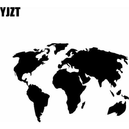 YJZT 18CM*12.2CM World Map Personality Fashion Decor Decal Car Sticker Black/Silver Vinyl Graphical C11-0932