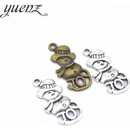 YuenZ 10pcs 2 color Antique Silver color snowman Charms Pendant DIY Handmade Jewelry Accessories 29*13mm I121