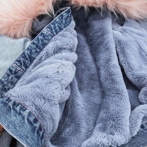 Denim Cotton Jacket Women 2020 Winter New Korean Style Loose Plus Velvet Thickening Hong Kong Style Denim Cotton Jacket Trend