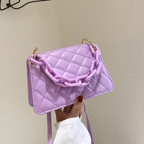 Luxury Chains Crossbody Bag For Women PU Leather Shoulder Bag Small Square Bag Designer Lady Handbag Shopping Girl Messenger Bag