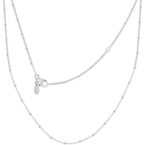 Silver Beaded Necklace Chain Fits Original European Charms Sterling Silver Necklace For Woman DIY Fashion Jewelry