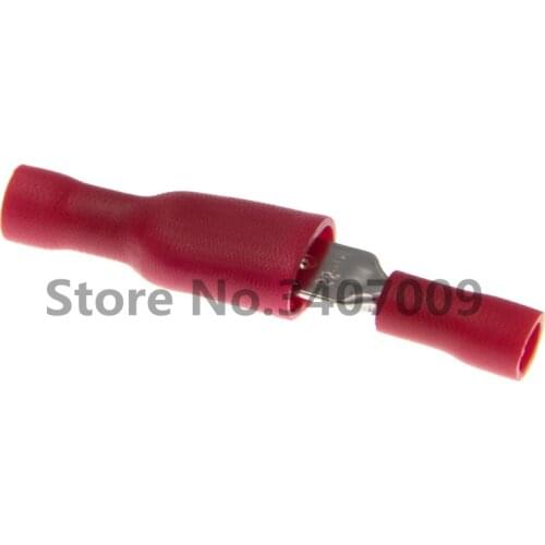 100pcs FDD 1.25-250 MDD1.25-250 6.3mm Red Female + Male Spade Insulated Electrical Crimp Terminal Connectors Wiring Cable Plug