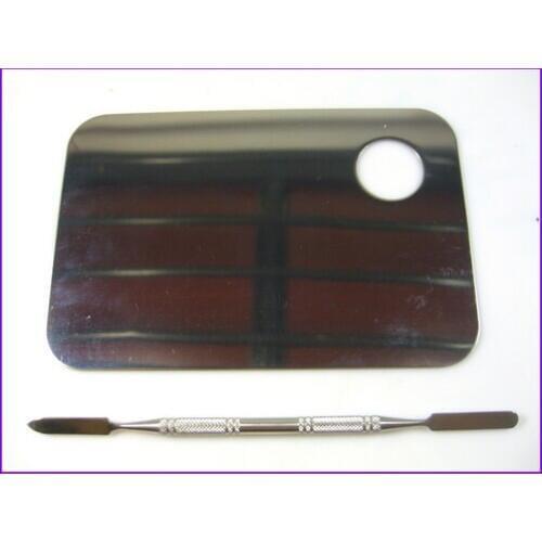 1X Stainless Iron Cosmetic Makeup Mixing Panel Palette Spatula Tool Set For Blending Lip Color Eye Shadow