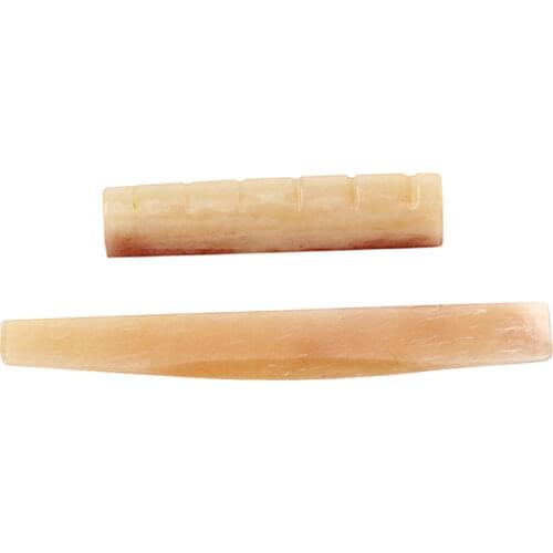 2pcs Acoustic Guitar Bridge Saddle Nut Guitar Replacement Parts Camel Bone