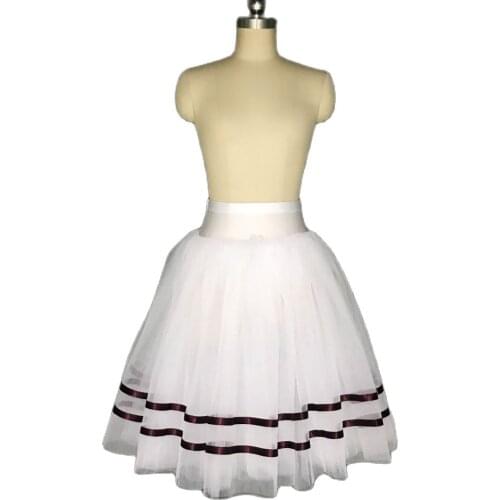 Long Romantic Ballet Tutu Half Practcing Ballet Tutu Girl/Women Ballet Costume Tutu With Black Ribbon