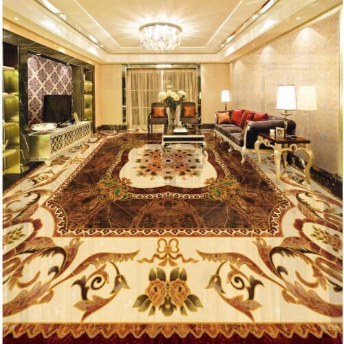 3d bathroom wallpaper waterproof Continental stone parquet floor pvc self-adhesive wallpaper floor 3d wallpaper
