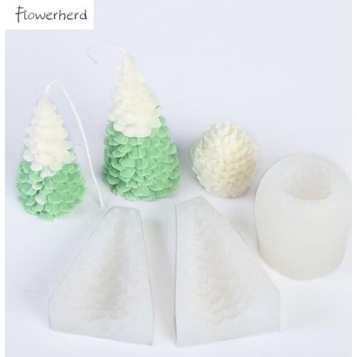 3D Christmas Tree Silicone Mold Fondant Cake Mold Cake Decorating Pine Cone Christmas Decoration DIY Holiday Candle Mold