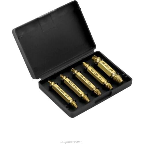 5pcs/set Double Side Drill Out Damaged Screw Extractor Titanium Plating Remover Broken Worn Bolt Stud Removal Tool S23 20
