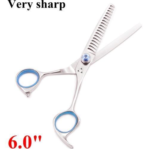6.0 Hair Scissors Professional High Quality Barber Scissor 440C Japanese Steel Hairdressing Scissors Thinning 18 "W" Teeth 2009