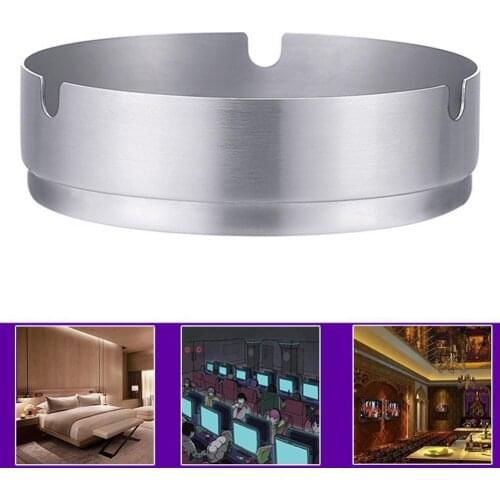 60% Hot Sale Portable Stainless Steel Hotel Smoke Dish Holder Desktop Round Ashtray Use To Clean