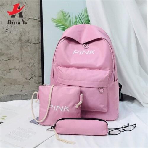 Attra-Yo 3Set/pcs New Fashion Women Backpack Girl School Bag Student Bag Student Backpack Lightweight Practical Multifunction
