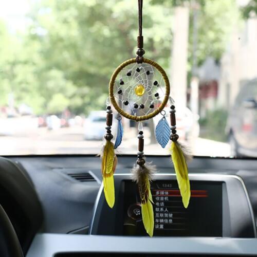 Car Pendant Feathers Dream Catcher Wind Chimes Hanging Trim Indian Style Handmade Dreamcatcher Ornament Home Wall Bag Decor Gift