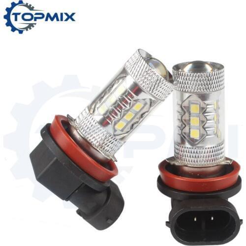 2Pcs Car Auto H11 80W High Power Bright 16 LED Car Fog Running White Light Bulb Lamp LED led parking Fog light Auto headlight