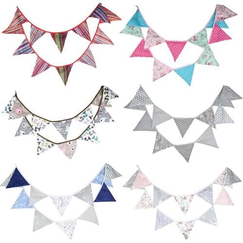 3.2m Pennant Cotton Bunting Banner Flags Party Decorative Kids Garland Children Baby Boy Girl Bunting Wedding Home Decor