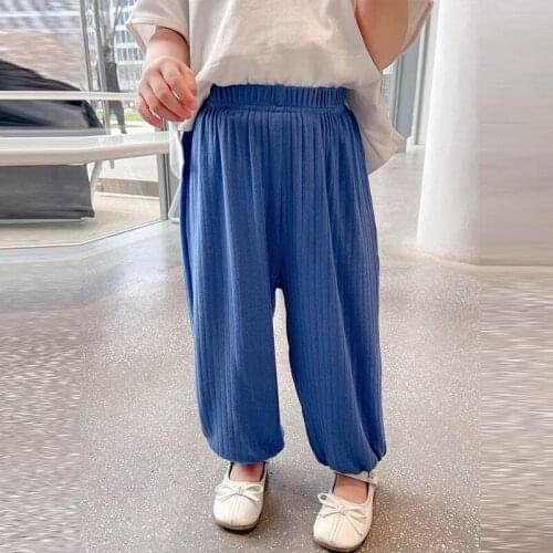 Pants for Girl Baby Kids Trousers Casual Flexible Sweatpants Striped Harem School Pants Childrens Clothing From 2 To 10 Years