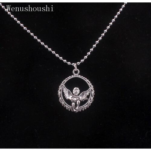 Stainless steel beads chains Harajuku angel wing necklace men vintage music angel necklaces for women jewelry gifts di027