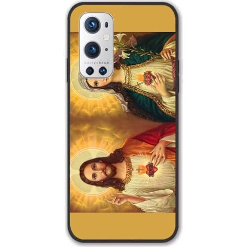 For Oneplus Virgin Mary and Jesus Immaculate Heart Religion Catholic Black TPU Border Oneplus Case