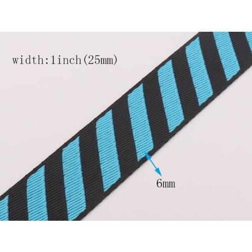 Black and Blue striped Webbing Ribbon Belt Strap 25mm webbing Collar strap Handbag ribbon Strap Nylon Stripe Ribbon Tote Strap