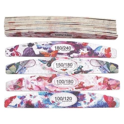 20 Pcs/lot Wooden Nail Files 100//120/150/180/240 Professional Wood Nail Buffer Block Boat Gel Polishing Sanding Art Files Tools