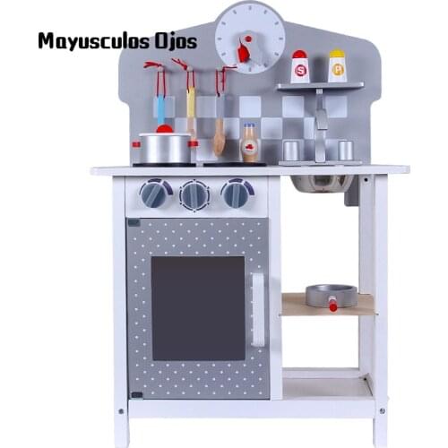 Childrens Kitchen Educational Toys Simulation Kitchenware Girl Play House Boy Wooden Cooking Set Gift