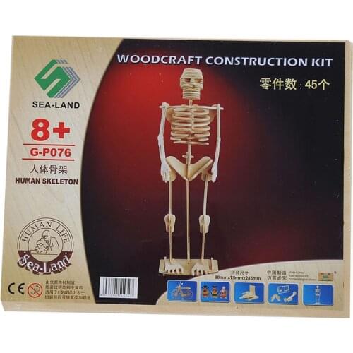 Hot Sale Child Assemble Man Skeleton Model 3D Wood Puzzle Toy Construction Kit Special Birthday Christmas Gift For Kid