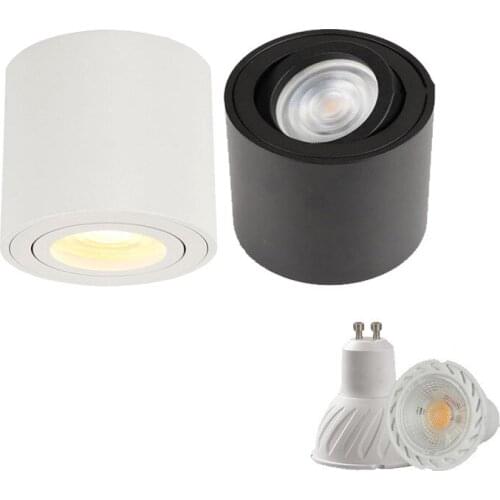Dimmable LED Round Surface Mount Downlight 7W 10W GU10 Fixture Cylinder Ceiling Down Spot Light Bedroom Lamp