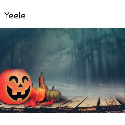 Yeele Halloween Photocall Backdrop Baby Photographic Night Pumpkin Maple Leaves Board Background Photography For Photo Studio