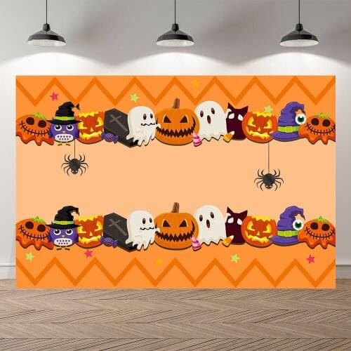 Seekpro Happy Halloween Birthday Ghost Pumpkin Zombie Castle Owl Photo Backdrop Photogiaphy Background Bat Moon Light Night