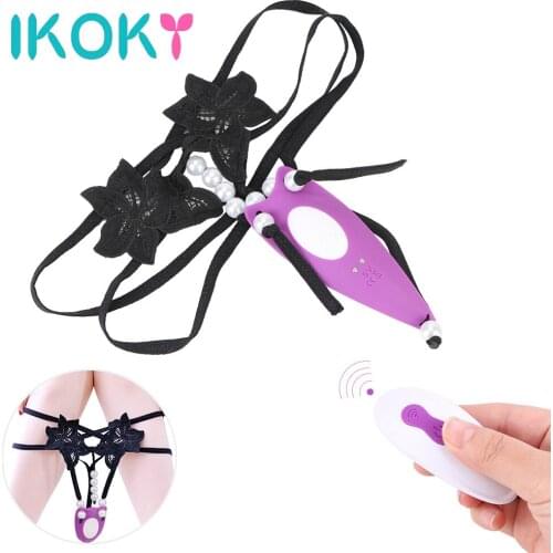 IKOKY 9 Mode Wearable Panties Vibrator Clitoris Stimulator Sex Toys for Women Lace Underwear Removable Sexy Lingerie Beads