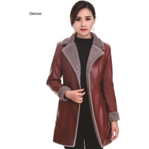 Faux leather coat Autumn winter S-3XL plus size korean PU coat gray green khaki temperament slim faux leather jacket