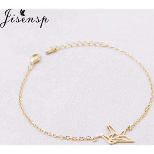 Jisensp Fashion Link Chain Animal Origami Crane Bracelet for Women Pulseras Mujer Charm Femme Adjustable Bracelets Friend Gift