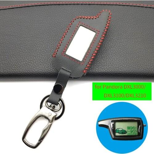 DXL 3000 100% Leather Key Case Key Ring For Car Alarm Pandora System DXL3000 DXL3100 / 3170/3210/3250/3290 LCD Remote Control